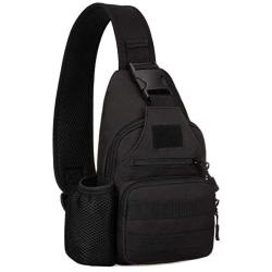 Tactical Military Chest Sling Bag Water Resistant MOLLE Shoulder Backpack Mens One Strap Daypack with Water Bottle Holder