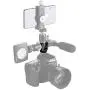 Hot Shoe Camera Mount Adapter - Aluminium Quadruple Cold Shoe Adapter for Lights, LED Monitors, Microphones, Audio Recorder & Studio Flash Video Camera
