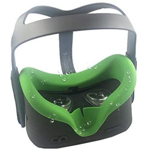 MASiKEN Face Mask for Oculus Quest, Professional Silicone Face Cover, Face Pad Sweatproof Lightproof Washable (Mask Green)