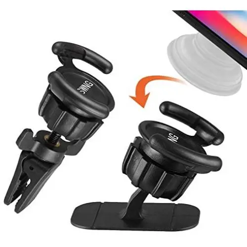 Universal Air Vent Car Mount and Dashboard Sticker Holder(2 Pack) - KSWNG 360° Rotation Clip Car Mount Phone Holder with Adjustable Switch Lock for Smartphones GPS Navigation Universal Air Vent Car Mount and Dashboard Sticker Holder(2 Pack) - KSWNG 360° Rotation Clip Car Mount Phone Holder with Adjustable Switch Lock for Smartphones GPS Navigation