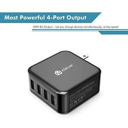 USB Wall Charger, iClever 40W 8A 4-Port Charging Station with Foldable Plug, USB Power Adapter for iPhone 11 Pro Xs/XS Max/XR/X/8/7,iPad Pro/Air 2/Mini 4/3, Galaxy/Note/Edge, LG, Nexus, HTC, and More