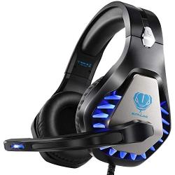 Gaming Headset for PS4  Nintendo Switch Xbox One PC with LED Light  Noise Canceling Gaming Headphone with Soft Memory Earmuffs Gaming Headset with Mic