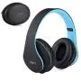 Over Ear Bluetooth Headphones, WXY Wireless Headset V5.0 with Built-in Mic, Micro TF, FM Radio, Soft Earmuffs & Lightweight for iPhone/Samsung/PC/TV/Travel(Black-Blue)