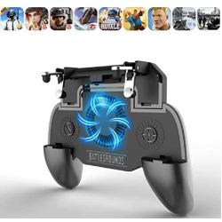 Sunny&Lucky Pubg Controller Gamepad Pubg Mobile Trigger L1R1 Shooter Joystick Game Pad Phone Stand Cooler Fan with 2000 mAh Power Bank【Upgraded Version 2000mAh】
