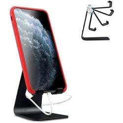 Tonda Cell Phone Stand, Adjustable Desk Phone Holder Cradle Dock Aluminum Stand Compatible with iPhone 11 Pro Xs Max Xr 8 7 6 6s Plus iPad Mini All Smart Phone -Black