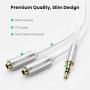 UGREEN Headphone Splitter, 3.5mm Audio Stereo Y Splitter Extension Cable Male to Female Dual Headphone Jack Adapter for Earphone, Headset Compatible with iPhone, Samsung, Tablet, Laptop (White)