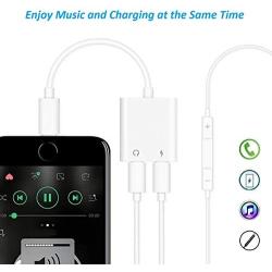 Headphones Adapter for iPhone 11 Dongle Headphone Splitter Audio Dual Adapter Compatible with iPhone 7 Plus/8 Plus/X/XR/XS Max/SE/11/11 Pro Audio & Charger & Call & Sync Support iOS 13 System