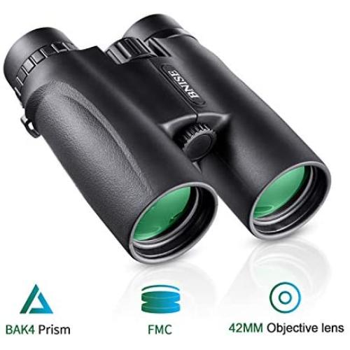 BNISE Binoculars for Adults, 10x42 HD Asika Military Telescope for Hunting and Travel - Compact Folding Size - High Clear Large Vision - Black Color