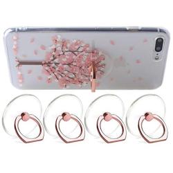 ARASO Transparent Cellphone Ring Stand Holder - 360 Degree Rotation Cell Phone Ring Holder Finger Grip for iPhone Xs, Ga;axy S9 Plus Note 9 (Round Rose Gold 4Pcs)