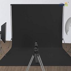 Issuntex 6X9 ft Black Background Muslin Backdrop,Photo Studio,Collapsible High Density Screen for Video Photography and Television