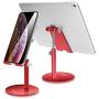 Adjustable Tablet/Phone Stand, AICase Telescopic Adjustable iPad Stand Holder,Universal Multi Angle Aluminum Stand Compatible with iPhone Smart Cell Phone/Tablet/iPad(4-13 inch), Red