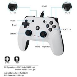 Wired Game Controller PS3 Gamepad Joystick Joypad Ergonomic Design Dual Vibration Motors Gamepad Gaming Controller with Bracket for PS3 PC TV Box Android Smartphone Plug & Play