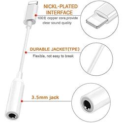 [Apple MFi Certified] 2Pack for iPhone Headphones Adapter, Lightning to 3.5mm Headphone Aux Audio Dongle Splitter Jack Adapter Compatible with iPhone 11/11 Pro/XR/XS Max/X/8/7 Support iOS System