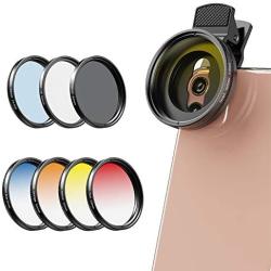 Apexel 2020 Newly Phone Camera Graduated Color Filter Accessory Kit - Adjustable Blue/Orange/Yellow/Red Color Lens, Star, CPL Filter, ND32 Filter for Camera, iPhone, Samsung, Huawei, etc