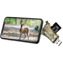 Liplasting Trail Game Camera Viewer SD Card Reader for iPhone iPad Mac & Android, 4 in 1 SD/Micro SD/TF Memory Card Reader Adapter to View Hunting Game Camera Photos or Videos on Smartphone