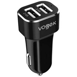 Mini Car Charger, Vogek 4.8A 24W Dual USB Car Charger with Smart Identification Compatible with Galaxy S8/S7/S6/Edge/Plus, Note 5/4 - Black