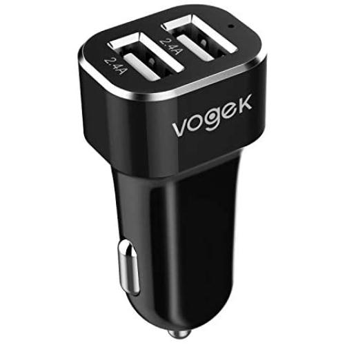 Mini Car Charger, Vogek 4.8A 24W Dual USB Car Charger with Smart Identification Compatible with Galaxy S8/S7/S6/Edge/Plus, Note 5/4 - Black