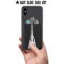 oPesea Phone Card Holder with Cutout,Easy Sliding Card in&Out,Aluminium Material/NO RIP,Compatible with Adhesive Ring Grip/Kickstand Stick on The Phone/Case of iPhone,Samsung,LG,Piexl,Moto(Black)