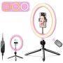 10” LED Ring Light with Tripod Stand and Phone Holder for Makeup/Live Streaming/YouTube Videos/Photography, Dimmable Desk Selfie Ring Light with Wireless Remote for iPhone and Android, Pink