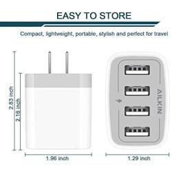 USB Charger Adapter, 2-Pack Ailkin 4.8A 4-Muti Port Phone Wall Plug Charger, Charging Block Box Compatible iPhone 11 /XR/XS/XS/MAX/X/8/7, Pad, Samsung Galaxy S7/S6/S5 Edge, LG, HTC, Kindle