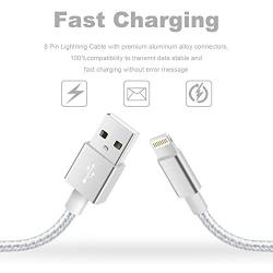 iPhone Charger, 3 Pack 10FT Lightning Cable Nylon Braided USB Charging Cord Compatible with iPhone 11/XS/XR/X/8/7/6/5/iPad(Silver Gray)