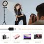 Selvim 10  Selfie Ring Light with Tripod ＆ 3 Cellphone Holders for Live Stream/Makeup/Selfie, 128 LED Bulbs 3 Light Modes 10-Level Brightness 360° Rotating, with Bluetooth Remote Control