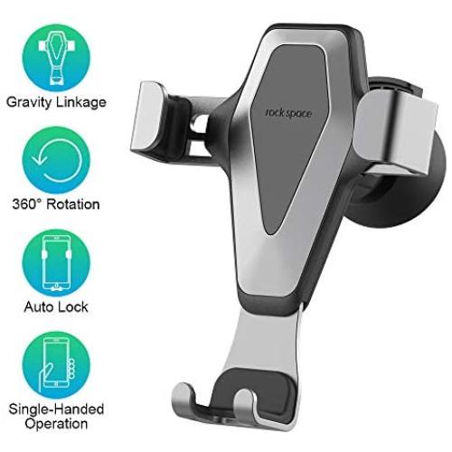 Car Phone Mount-Universal Air Vent Clip Gravity Phone Car Mount Holder, 360 Degree Rotation, One-Handed Control Stand Stabilizer Car Cell Phone Mount,Compatible for iPhone, Samsung&All Smartphone