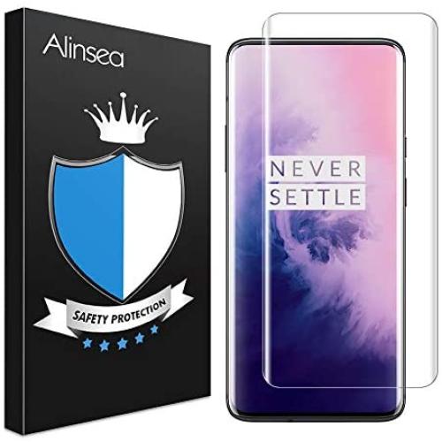 Alinsea Screen Protector for OnePlus 7 Pro/7T Pro Tempered Glass [Full Adhesive] [Fingerprint Sensor Compatible][Lifetime Replacement Warranty][3D Glass] Screen Protector for OnePlus 7 Pro/7T Pro