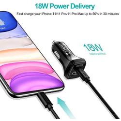 CHOETECH USB C Car Charger, 36W 2-Port Fast Car Charger, 18W Power Delivery Quick Charge 3.0 Type C Car Adapter Compatible iPhone 11/11 Pro/11 Pro Max/XS Max/SE, Galaxy Note 10/S10, Pixel 4, iPad Pro