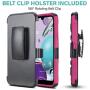 CasemartUSA Phone Case for [LG Aristo 5], [Refined Series][Pink] Shockproof Protective Cover with Built-in Kickstand & Swivel Belt Clip Holster for LG Aristo 5 (T-Mobile, Metro, Sprint)