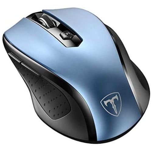 VicTsing MM057 2.4G Wireless Portable Mobile Mouse Optical Mice with USB Receiver, 5 Adjustable DPI Levels, 6 Buttons for Notebook, PC, Laptop, Computer - Blue