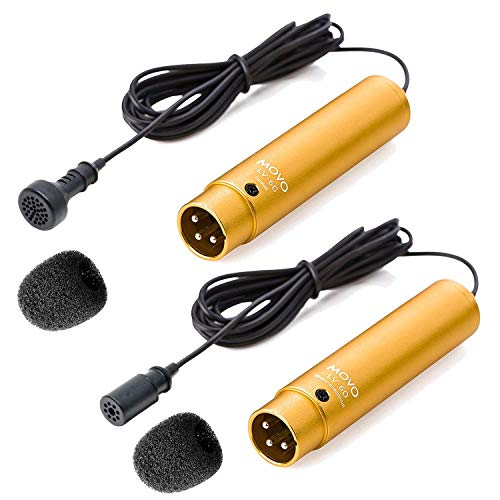 Movo LV-6 XLR Lavalier Microphone Set - Omnidirectional Microphone and Cardioid Microphone (48v Phantom Powered)