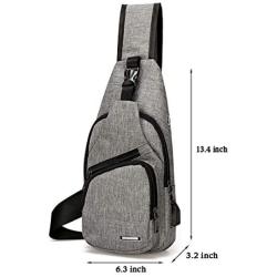 Mens Womens Sling Chest Shoulder Bag Outdoor Travel Crossbody Backpack with USB Charging Port
