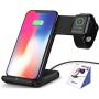 Bysionics Wireless Charger,2 in 1 Fast Qi Phone Wireless Charging Stand & Wireless Charging Dock Compatible for Apple iWatch Series 4/3/2/1 (Black)