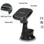 Wireless Charging Magnetic Car Mount PITAKA MagEZ Mount Qi Only Compatible with MagEZ Case/MagEZ Case Pro Fast Charging Phone Holder with USB A-C Cable Suction Cup for iPhone Galaxy Smartphone