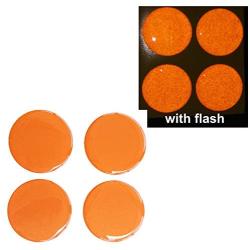 Orange Round Circle x4 Reflective Domed Decals Safety Reflector Night Gloss 3D Gel Rear Resin Motorcycle Sticker Badge Reflector Bike Bicycle Car Helmet Trunk Tailgate Self Adhesive Decal Mobile Phone Laptop Notebook Mac