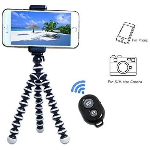 Kingneed Portable Flexible Cell Phone Octopus Tripod Phone Holder Selfie Tripod with Wireless Bluetooth Remote Shutte/Extendable Mount Holder Kingneed Portable Flexible Cell Phone Octopus Tripod Phone Holder Selfie Tripod with Wireless Bluetooth Remote Shutte/Extendable Mount Holder