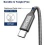 AkoaDa USB-C to USB-C 100W Cable 10ft, USB C Braided Fast Charging Cable Compatible with MacBook Pro 2020/2019/2018, iPad Pro 2020/2019/2018,Samsung Galaxy Note 20,Pixelbook and Type-C Laptops (Grey)