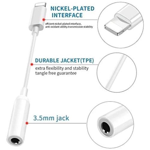 (2 Pack) Lighting to Headphone Jack Adapter, 3.5mm Earphones/Headphone Aux Audio Cable Compatible with iPhone 11/Xs Max/XR/X/8P/ 8/7P/7 Supports iOS 11 or Later