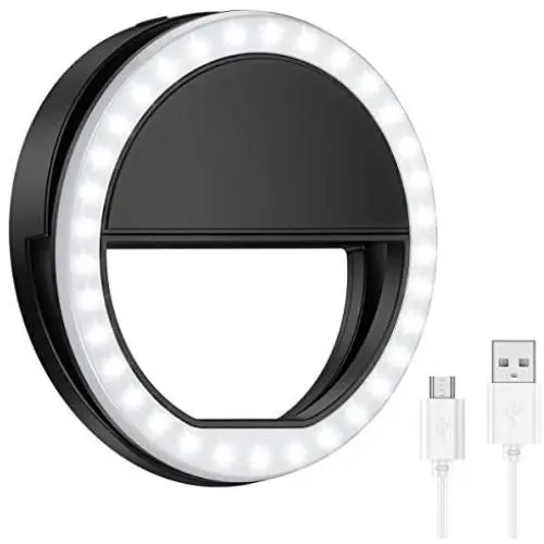 (Upgraded Version) Selfie Ring Light, Rechargeable Clip-on Selfie Fill Light, with 33LEDs Cell Phone Camera Photography Video Lighting for iPhone, Samsung, Android Smartphones(Black) (Upgraded Version) Selfie Ring Light, Rechargeable Clip-on Selfie Fill Light, with 33LEDs Cell Phone Camera Photography Video Lighting for iPhone, Samsung, Android Smartphones(Black)