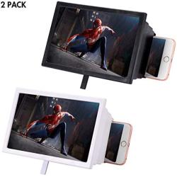 2 Pack 8 3D Telescopic Screen Magnifier for Cell Phone, 8-inch Flexible HD Amplifiers Compatible with All Smart Phones, Enlarge Screens Stand Holder for Movie Video Reading and Games (Black White)