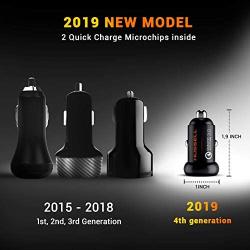 Metal Qualcomm Quick Charge 3.0 Car Charger by HUSSELL - 36W/6A Dual USB Ports QC 3.0 Car Charger Adapter - Smallest Case - NO Risk of Fire and Melting - Compatible with Any iPhone/Galaxy etc.