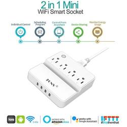 Smart Power Strip WiFi Plug Outlet Wireless Socket Surge Protector Compatible with Alexa Google Assistant IFTTT,4 AC Outlet 4 USB Ports,Remote Voice Control Timer USB Charger School College Dormitory