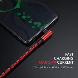 Micro USB Cable 90 Degree Right Angle [3 Pack / 10FT] Fast Charging Cable Quick Charger, CTREEY High Speed Android Charging Cords for Galaxy S7 S6 J8 J7 Note 5,Kindle,LG,PS4,Camera (Red)