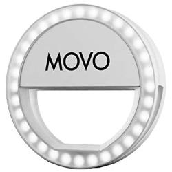 Movo PRL-1 Clip-on Mobile Selfie Ring Light with 36 Ultra-Bright LEDs, 3 Output Levels, Compatible with iPhone, iPad, Android Smartphones, Tablets and Laptops