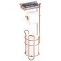 mDesign Freestanding Metal Wire Toilet Paper Roll Holder Stand and Dispenser with Storage Shelf for Cell, Mobile Phone - Bathroom Storage Organization - Holds 3 Mega Rolls - Rose Gold