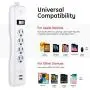 GE Surge Protector, 4 Outlet, 2 USB Charging Ports, 3 Ft Long Extension Cord, 1A USB Charging,, 450 Joules, White, 14090 GE Surge Protector, 4 Outlet, 2 USB Charging Ports, 3 Ft Long Extension Cord, 1A USB Charging,, 450 Joules, White, 14090