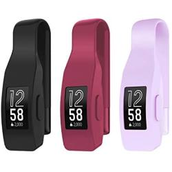 EEweca 3-Pack Clip for Fitbit Inspire or Inspire HR Holder Accessory, Black + Sangria + Lilac