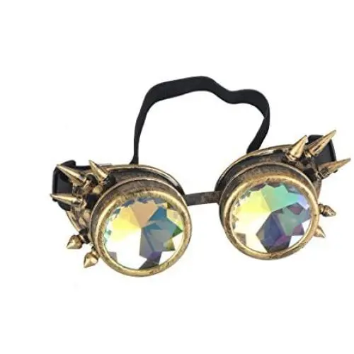 Steampunk Goggles Rainbow Crystal Glass Lens Kaleidoscope Goggles Perfect for Halloween,Cosplay,Photo Prop,Outdoor Sports Steampunk Goggles Rainbow Crystal Glass Lens Kaleidoscope Goggles Perfect for Halloween,Cosplay,Photo Prop,Outdoor Sports