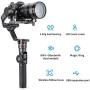 Feiyu AK2000 3 Axis Gimbal Stabilizer for Sony a9 a7 ii a6500 Series Canon 5D Panasonic GH5 GH4 Nikon D850 Mirrorless and DSLR Digital Camera, Smart Touch Panel WiFi Bluetooth Connection 2.8kg Payload